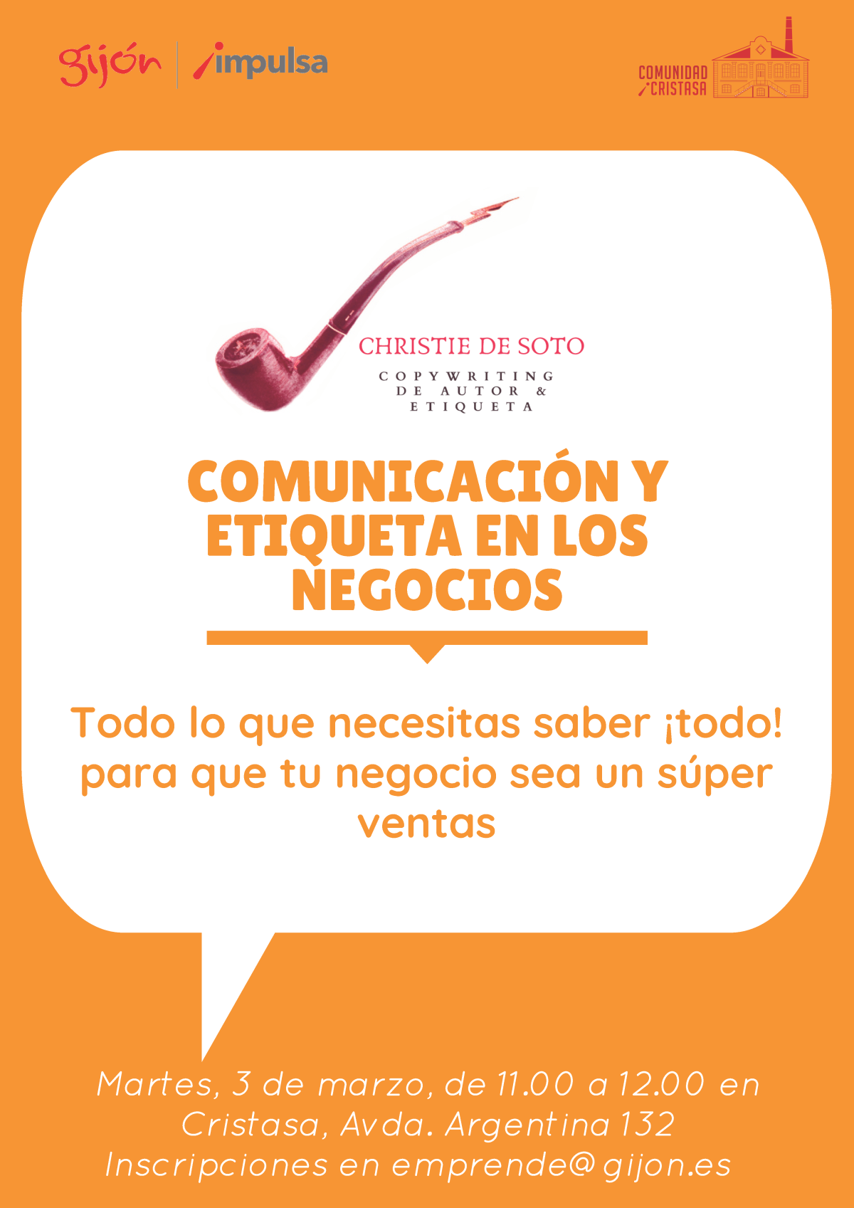 Charla comunicación y etiqueta en los negocios por Christie de Soto Cristasa Gijón